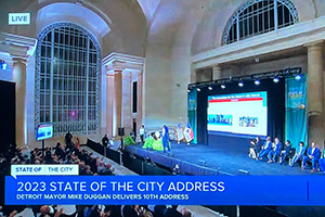 State of cith address at Michigan Central Depot